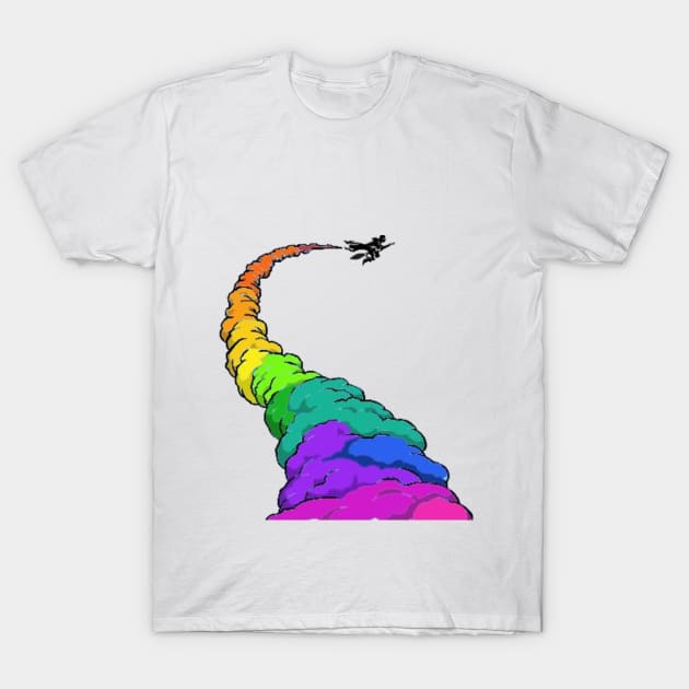 Rainbow Broomstick T-Shirt by lantheman